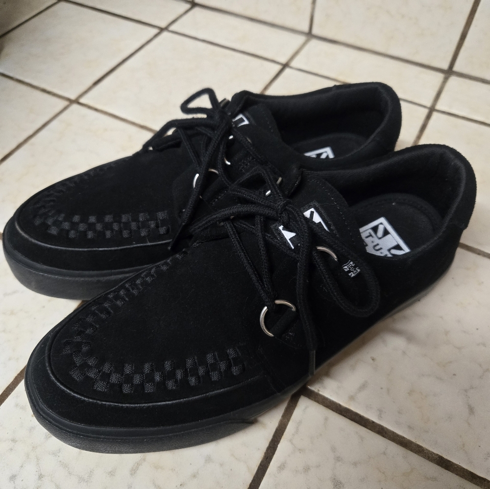TUK Black Sneakers with Platform Sole and Suede Upper